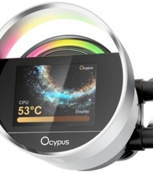 Система охлаждения Ocypus Sigma L24 WH ARGB, 240мм, LCD Pump 2.4', 2x120мм ARGB fans, LGA115X/1200/1700/18XX, AM4/AM5