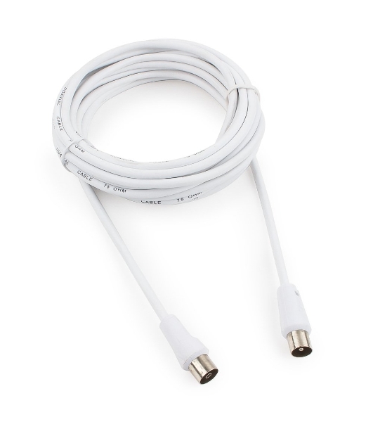 Кабель телевизионный Cablexpert, CCV-515-W-5M, Coaxial M/F, белый, 5м