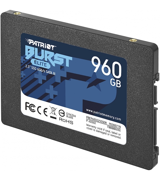 Накопитель SSD Patriot Burst Elite, 960Gb, SATA, 2.5', R/W 450/320