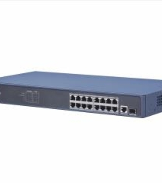 Коммутатор Hikvision DS-3E0518P-E, 16×1 Гбит/с PoE+ + 1×1 Гбит/с RJ45 + 1×1 Гбит/с SFP, неуправляемый