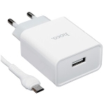 Блок питания (сетевой адаптер) HOCO C81A Asombroso single 1xUSB с кабелем Micro-USB, 2.1A, 10W, фото4