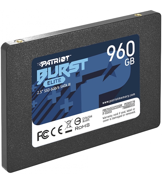 Накопитель SSD Patriot Burst Elite, 960Gb, SATA, 2.5', R/W 450/320