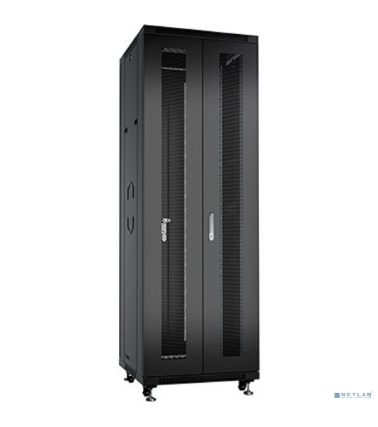 Шкаф серверный напольный Cabeus, IP20, 42U, 2055х600х1200 мм (ВхШхГ), дверь: перфорация, боковая панель: сплошная, разборный, черный