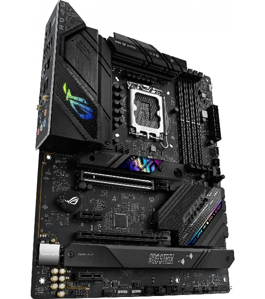 Материнская плата ASUS ROG STRIX B760-F GAMING WIFI, LGA 1700, Intel B760, 4xDDR5, 4xSATA, 3xM.2, 1xPCI-E 5.0 x16, 1xPCI-E 3.0 x4, 1xHDMI, 1xDP, 1x 2.5Gb LAN, 1xUSB-A 3.2 Gen 2, 6xUSB-A 3.2 Gen 1, 1xUSB-C 3.2 Gen 2x2, 5x3.5 мм, 7.1, Standard-ATX