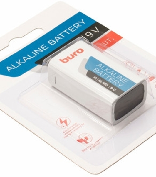 Батарея Buro Alkaline 6LR61 9V (1шт) блистер