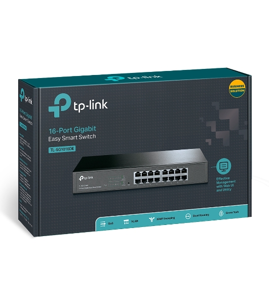 Коммутатор сетевой TP-Link SMB TL-SG1016DE 16-Port Gigabit Easy Smart Switch, 16 10/100/1000Mbps RJ45 ports, MTU/Port/Tag-based VLAN, QoS, IGMP Snooping
