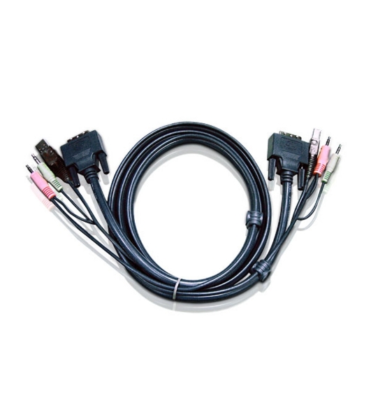 Кабель ATEN KVM USB(тип А Male)+DVI-D(Male)+2хАудио(Male) (-) USB(тип B Male)+DVI-D(Male)+2хАудио(Male) 3м., черный. CABLE DVI/USBA/SP.MC-DVI/USB B 3.0M