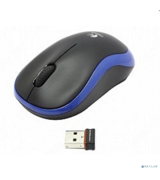 Мышь беспроводная Logitech M185 синий, 1000 dpi, радиоканал, USB, кнопки - 3