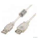 Кабель-удлинитель USB2.0 Pro Cablexpert CCF-USB2-AMAF-TR-6, AM/AF, 1,8м, экран, 2феррит.кольца, прозрачный, пакет, фото7
