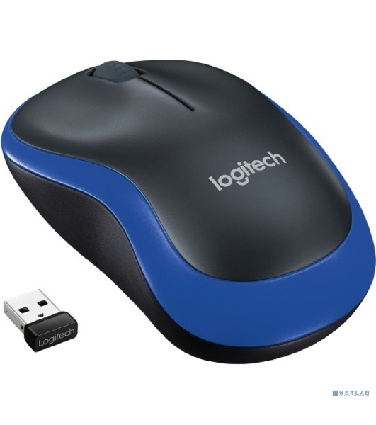 Мышь беспроводная Logitech M185 синий, 1000 dpi, радиоканал, USB, кнопки - 3