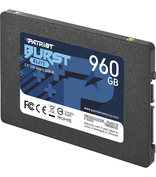 Накопитель SSD Patriot Burst Elite, 960Gb, SATA, 2.5', R/W 450/320