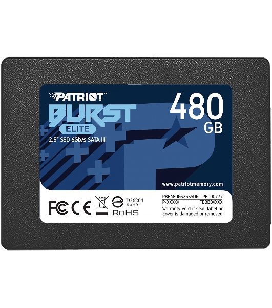 Накопитель SSD Patriot Burst Elite, 480Gb, SATA, 2.5', R/W 450/320