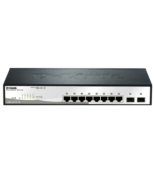 Коммутатор D-Link DGS-1210-10/F1A, 8×1 Гбит/с + 2×1 Гбит/с SFP, настраиваемый