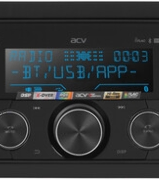 Автомагнитола ACV ADX-211BM, 2 DIN, Bluetooth, USB Type-A, AUX, пульт ДУ