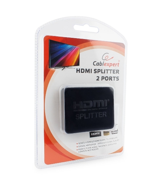 Разветвитель HDMI Cablexpert DSP-2PH4-03, HD19F/2x19F, 1 компьютер => 2 монитора, Full-HD, 3D, 1.4v