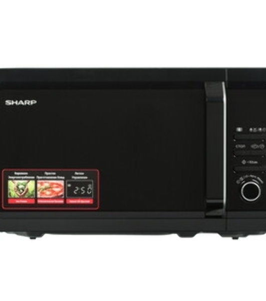 Микроволновая печь Sharp R2852RK черный/серебристый, 20 л, 800 Вт, переключатели - кнопки, поворотный механизм