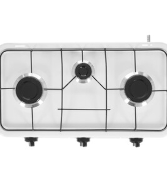 Плита настольная газовая Centek CT-1522 белый, 1.7 кВт, газ, конфорки - 3, эмаль, поворотные переключатели