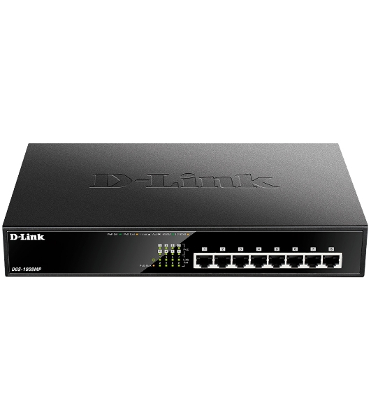 Коммутатор D-Link DGS-1008MP/B1A, 8×1 Гбит/с, неуправляемый