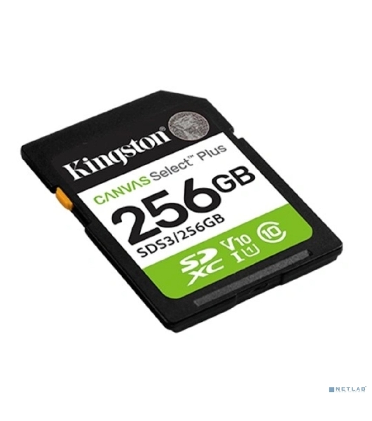 Флеш карта SDXC UHS-I Kingston Canvas Select Plus 256 Gb, 150 МБ/с, Class 10, SDS3/256Gb
