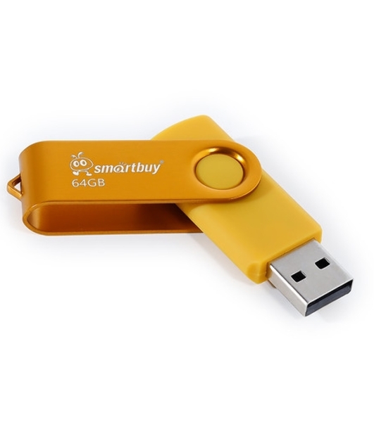 Флешка USB Smartbuy Twist Yellow (SB064Gb2TWY), 64Gb, USB 2.0, R/W 20/10, желтый