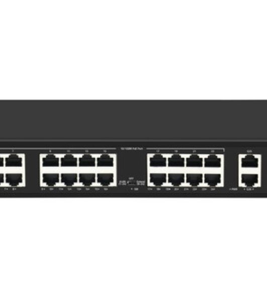 Коммутатор GIGALINK GL-SW-F005-24P, 24×100 Мбит/с PoE + 2×1 Гбит/с COMBO SFP, неуправляемый