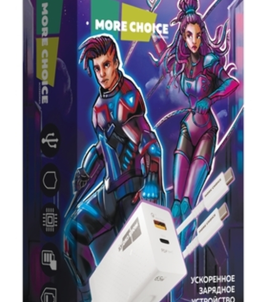 Сетевое зарядное устройство MORE CHOICE NC81a СЗУ 1USB+1Type-C 3.0A PD 20W+ QC3.0, белый