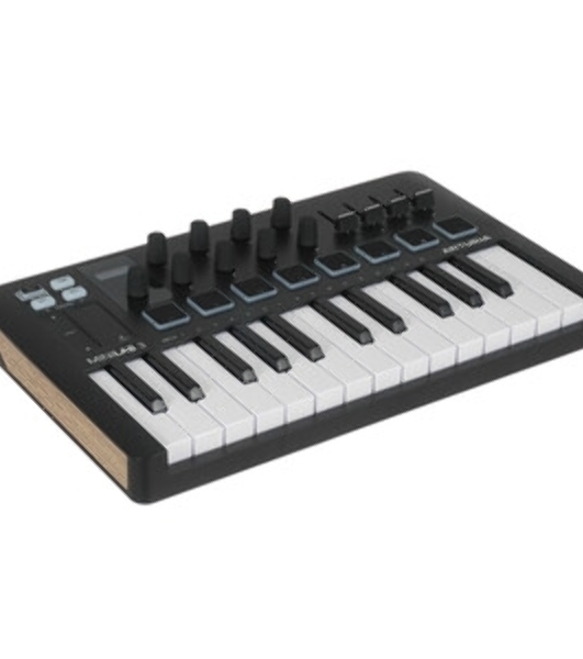 MIDI клавиатура 231509 Arturia MiniLAB 3 Rose Quartz 25 клавиш, 8 энкодеров, 8 RGB пэдов, 8 фейдеров, дисплей, сенсорные регуляторы Pitch/Modulation, MIDI-выход, 1/4' Jack вход педали, режим Chord, арпеджиатор, USB-C