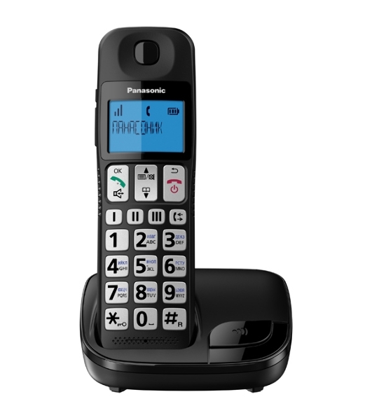 Телефон беспроводной (DECT) Panasonic KX-TGE110RUB черный АОН