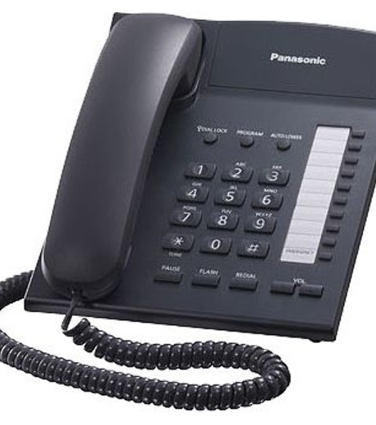 Телефон проводной Panasonic KX-TS2382RUB черный индикатор вызова,повторный набор последнего номера,4 уровня громкости звонка