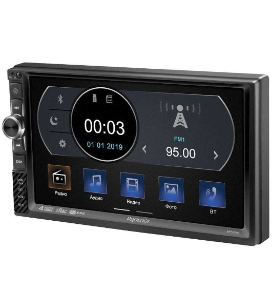 Автомагнитола Prology MPV-310, 2 DIN, 7', Bluetooth, USB Type-A, AUX, пульт ДУ