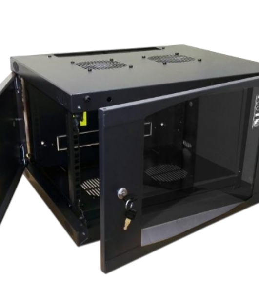 Шкаф настенный Lanmaster Next TWT-CBWNG-6U-6X6-BK 6U 550x600мм пер.дв.стекл съемные бок.пан. 60кг черный
