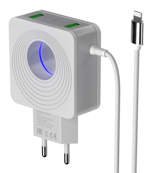 Сетевое зарядное устройство MORE CHOICE NC81i СЗУ 1USB+1Type-C 3.0A PD 20W+ QC3.0, белый