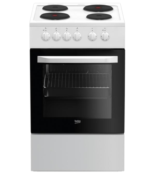 Плита электрическая Beko FFSS56000W белый, конфорок 4 шт, духовка 60 л, 50 см x 85 см x 60 см
