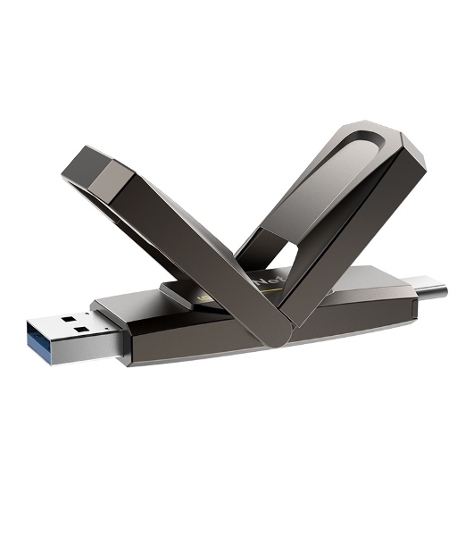 Флешка USB Netac US5 (NT03US5C-256G-32TA), 256Gb, USB 3.2/TypeC, R/W/ 550/500, черный