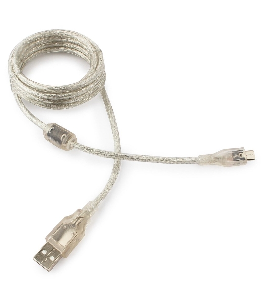Кабель Cablexpert USB2.0 Pro, AM/microBM, 1,8м, экран, феррит.кольцо, прозрачны (CCP-mUSB2-AMBM-6-TR)