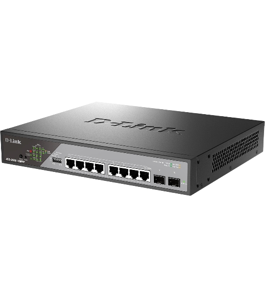 Коммутатор D-Link DSS-200G-10MPP/A1A, 8×1 Гбит/с + 2×1 Гбит/с SFP, настраиваемый