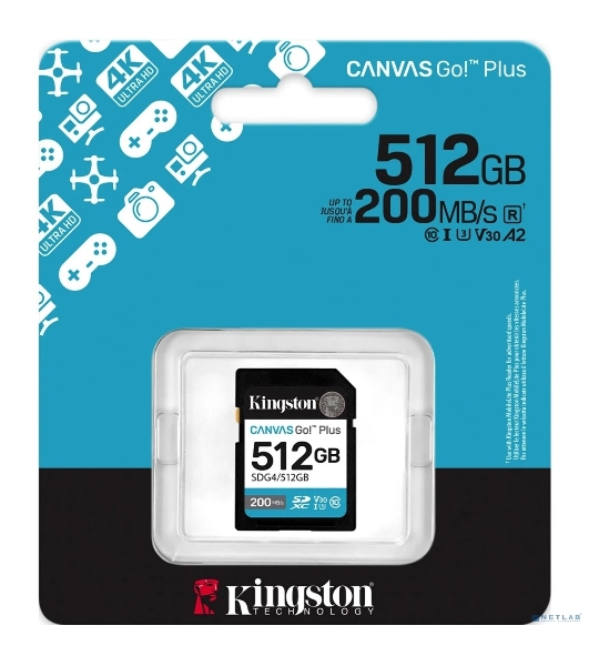 Флеш карта SDXC 512Gb Kingston SDG4/512Gb Canvas Go! Plus w/o adapter