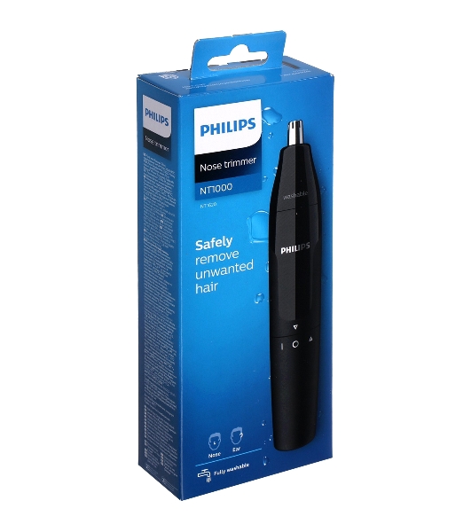 Триммер для носа Philips NT1620/15 роторный режущий элемент, водонепроницаемый корпус - пластик, цвет - черный, в комплекте батарейка АА