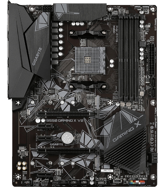 Материнская плата Gigabyte B550 GAMING X V2, AM4, AMD B550, 4xDDR4, 4xSATA, 2xM.2, 1xPCI-E 4.0 x16, 1xPCI-E 3.0 x2, 1xHDMI, 1xDVI-D, 1x 1Gb LAN, 1xUSB 3.2 Gen 2, 3xUSB 3.2 Gen 1, 2xUSB 2.0, 3x3.5 мм, 7.1, Standard-ATX