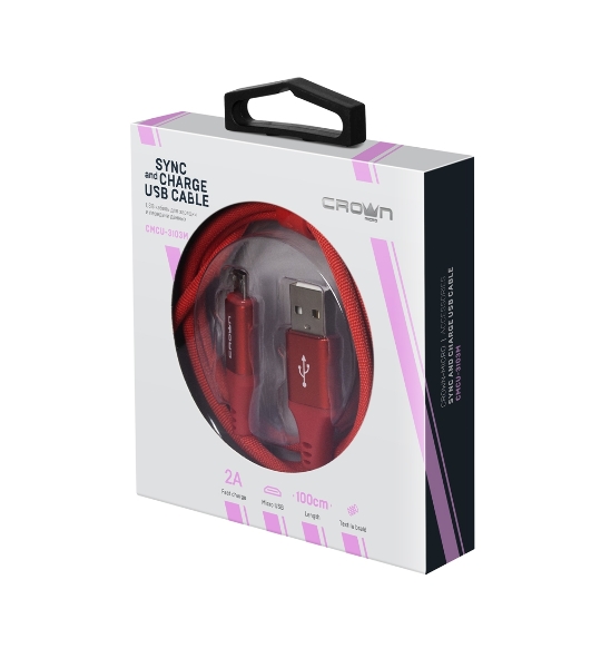 Кабель Crown USB - microUSB CMCU-3103M red