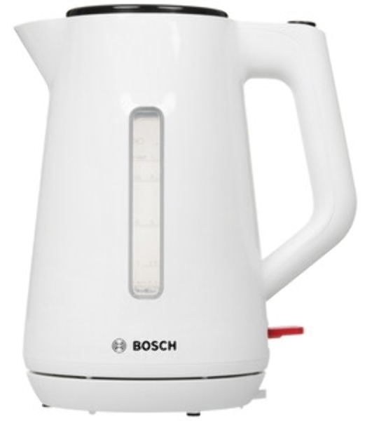 Электрочайник Bosch TWK1M121 белый, 1.7 л, 2400 Вт, скрытый нагревательный элемент