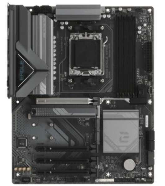 Материнская плата Gigabyte B850M EAGLE WIFI6E, AM5, AMD B850, 4xDDR5, 4xSATA, 2xM.2, 1xPCIe 5.0 x16, 1xPCIe 3.0 x16, 1xHDMI, 2xDP, 1x2.5Gb LAN, Wi-Fi 6E, Bluetooth 5.3, 1xUSB-C 10Gbps, 2xUSB-A 10Gbps, 2xUSB-A 5Gbps, 4xUSB-A 2.0, 1xPS/2, 3x3.5 мм, 7.1, mATX