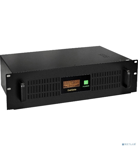 Источник бесперебойного питания ExeGate ServerRM UNL-2000.LCD.AVR.2SH.3C13.USB.2U 2000VA/1200W, Color LCD, AVR, 2*Schuko+3*C13, USB, 2U, установка в стойку, черный