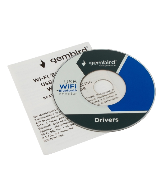 Сетевой адаптер WiFi+Bluetooth Gembird WNP-UA-012, 900 Мбит, 2.4/5 ГГц, USB, 802.11b/a/g/n/ac/ax, AIC8800M80