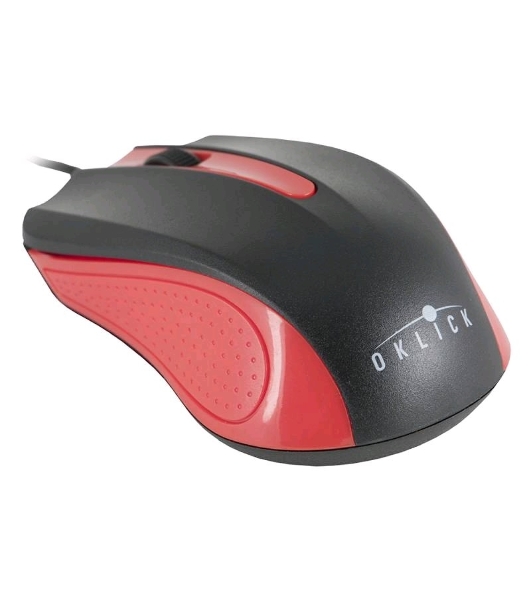 Мышь проводная Oklick 225M черный/красный, 1200 dpi, USB, кнопки - 3