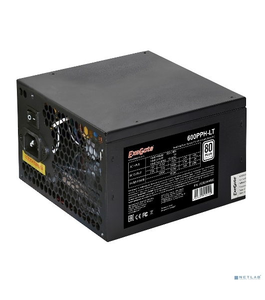 Блок питания ExeGate 600PPH-LT-OEM (EX282044RUS-OEM), 600Вт, 80 PLUS, 120мм, черный