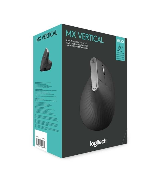 Мышь беспроводная/проводная Logitech MX Vertical графитовый, 4000 dpi, радиоканал, Bluetooth, USB, кнопки - 6