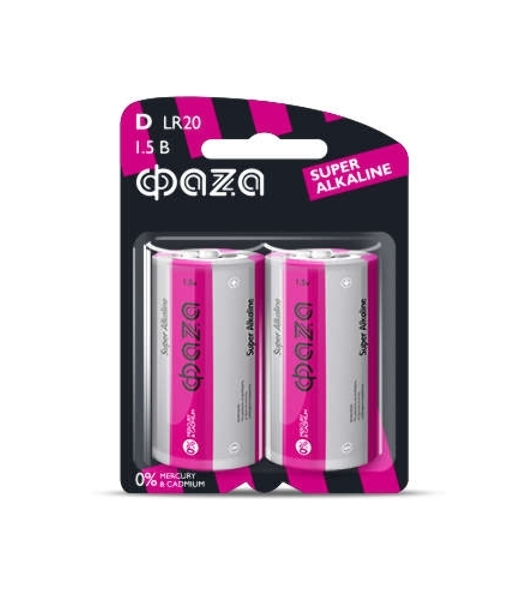 Элемент питания алкалиновый LR20 Super Alkaline BL-2 (уп.2шт) ФАZА 4897062858535, 1.5 В