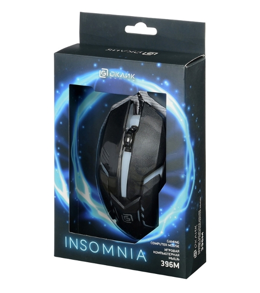 Мышь проводная Oklick 396M INSOMNIA черный, 1000 dpi, USB, кнопки - 3