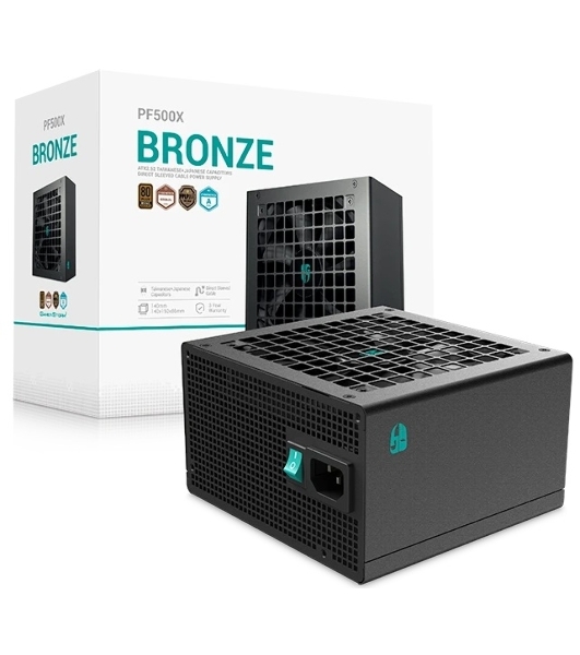Блок питания Deepcool/GamerStorm PF500X 500W (ATX, 80 PLUS Bronze, APFC, 20+4P, 2xPCIe 6+2P, 2хMolex, 6xSATA, 12cm fan) (R-PF500X-HD0B-WGEU)
